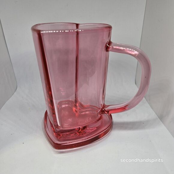 Target Bullseye Playground Valentines Glass Heart Shaped Mug With Lid Clear Red - Picture 2 of 14